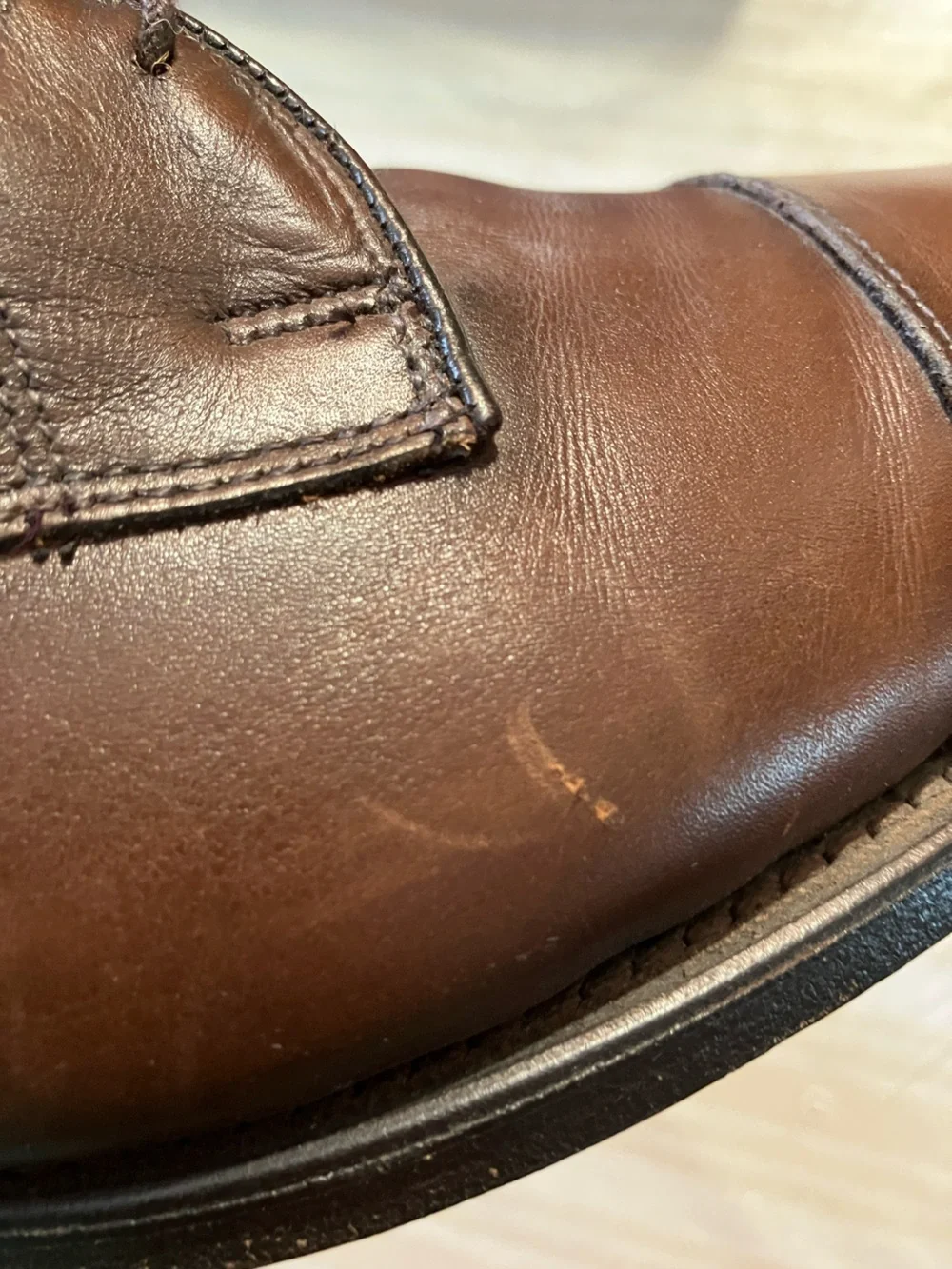 Allen Edmonds Brown Leather Cap-Toe Derbys